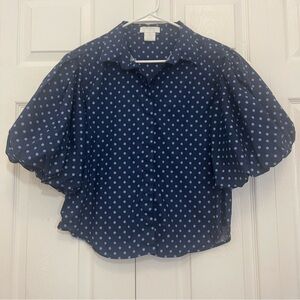 LIFE color Navy Polka Dot bottom down shirt size XL